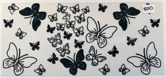 UV DTF Black lined butterflies