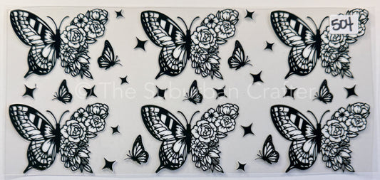 UV DTF Black and white butterflies
