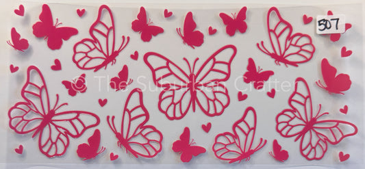 UV DTF Pink butterflies