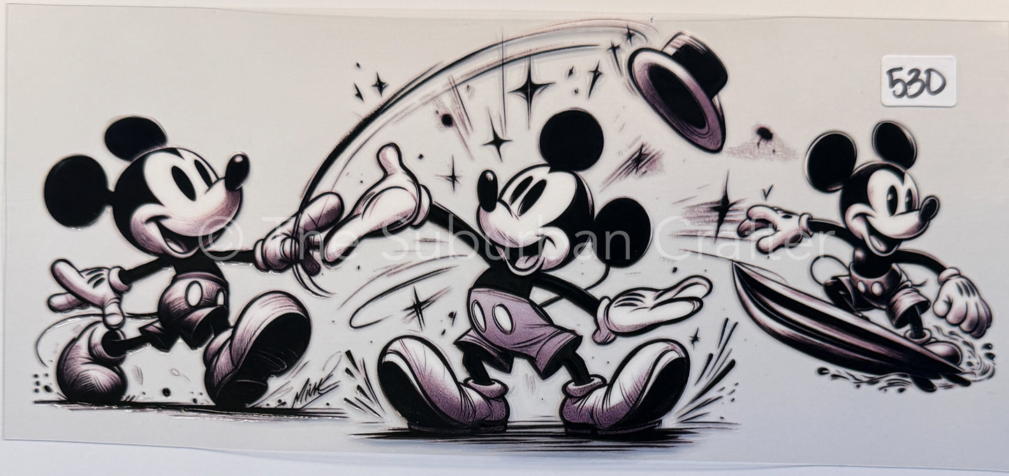 UV DTF Black and white mouse