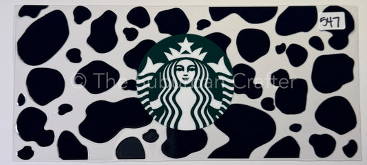 UV DTF SBucks cow print