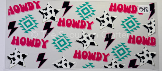 UV DTF Howdy with cow print