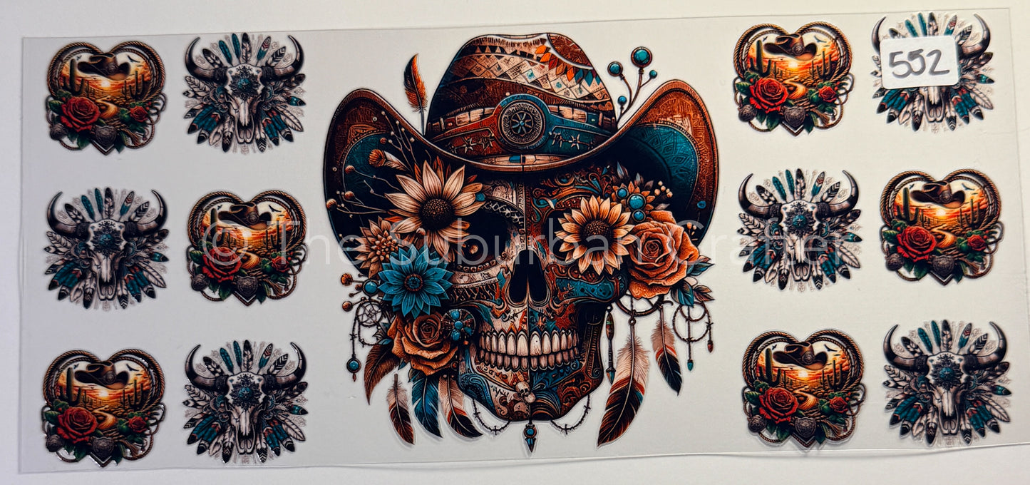 UV DTF Country skull and hat