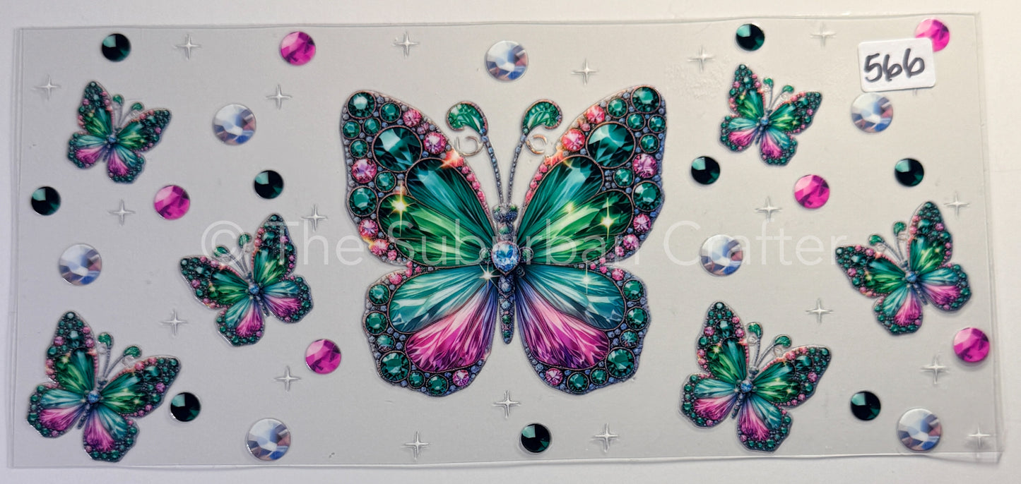 UV DTF Crystal butterflies green