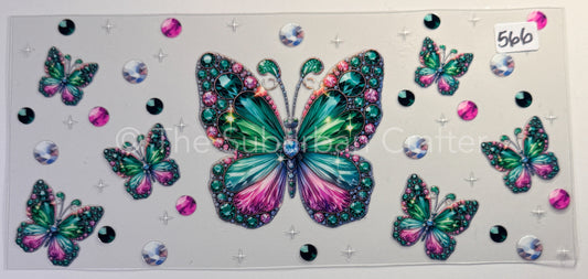 UV DTF Crystal butterflies green
