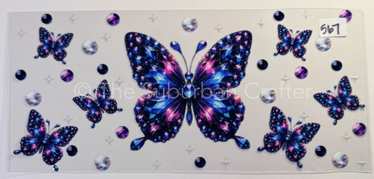 UV DTF Crystal butterflies blue