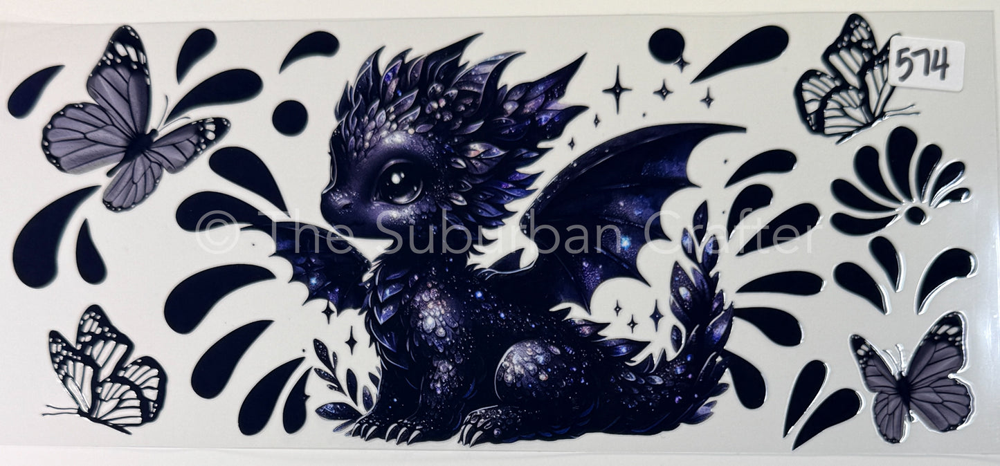 UV DTF Cute black dragon
