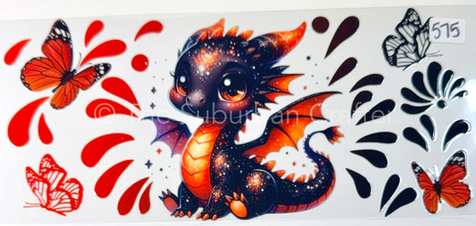 UV DTF Cute orange dragon