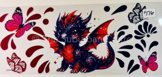 UV DTF Cute red dragon