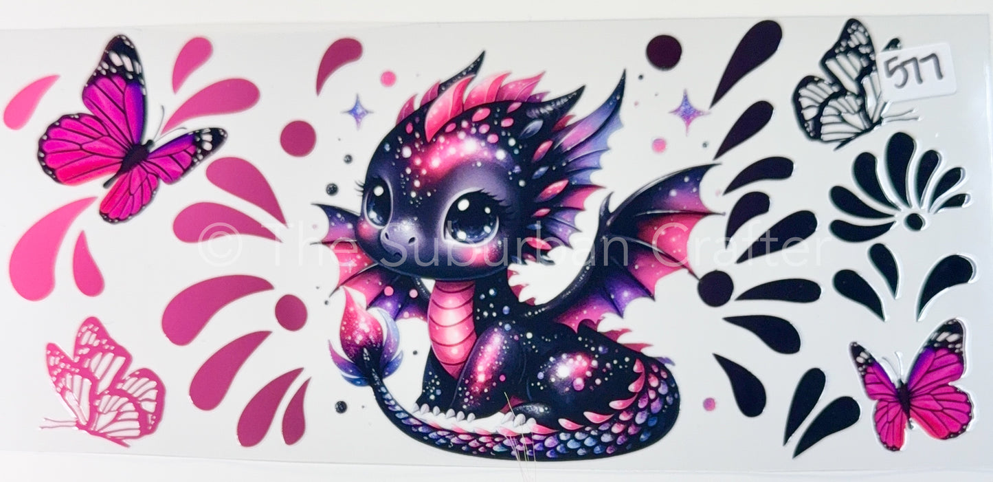 UV DTF Cute pink dragon