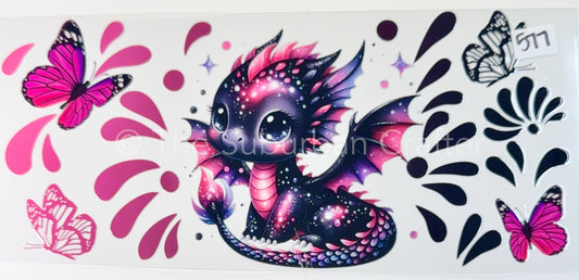 UV DTF Cute pink dragon