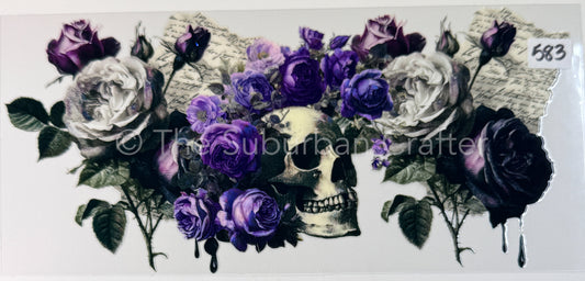 UV DTF Purple roses and skull