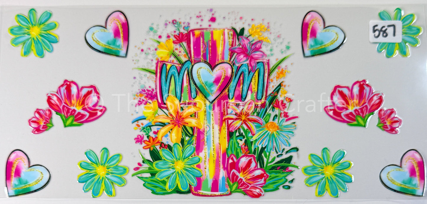 UV DTF Cross with flowers