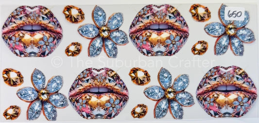 UV DTF Blingy lips with gems