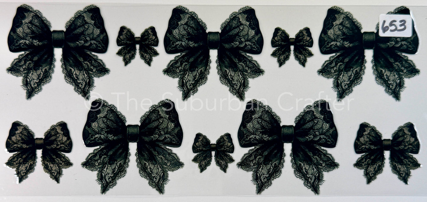 UV DTF Bows black lace