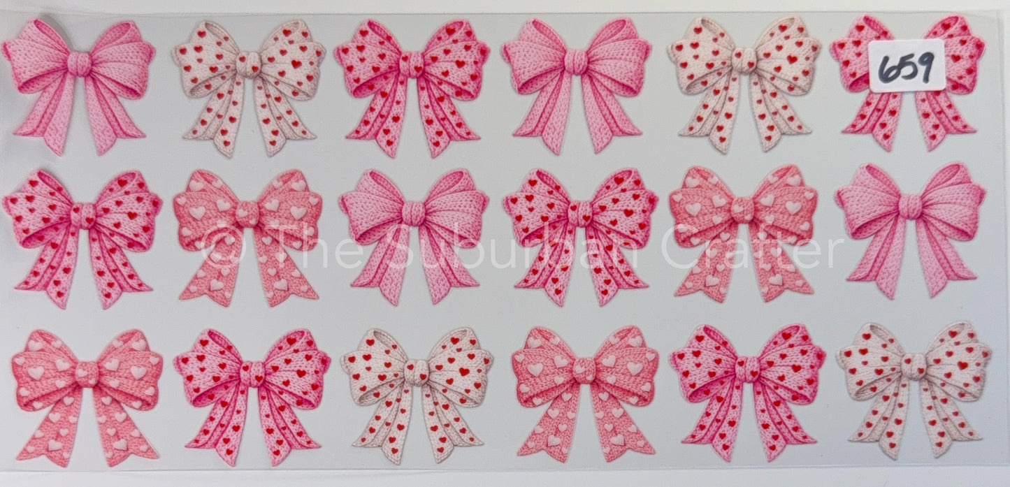UV DTF Knit bows in pink