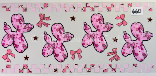 UV DTF Balloon dogs pink bows