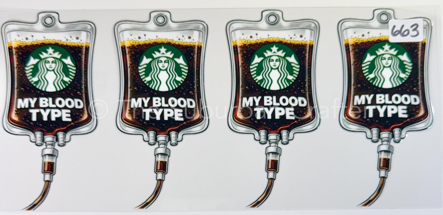 UV DTF Blood type coffee