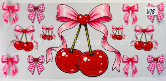 UV DTF Cherries and bows