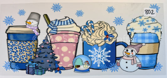 UV DTF Snowmen and Cocoa