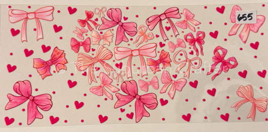 UV DTF Pink bows and hearts